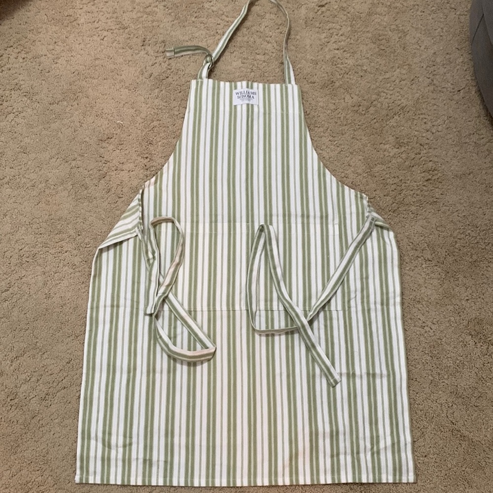 William Sonoma green striped apron